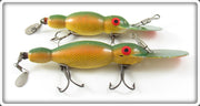 Vintage Bomber Bait Co Golden Shiner Water Dog Lure Pair