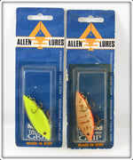 Allen Lures Chartreuse & Crawdad Lipless Milo Pair On Cards
