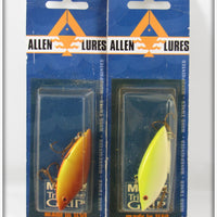 Allen Lures Chartreuse & Brown Lipless Milo Lure Pair On Cards