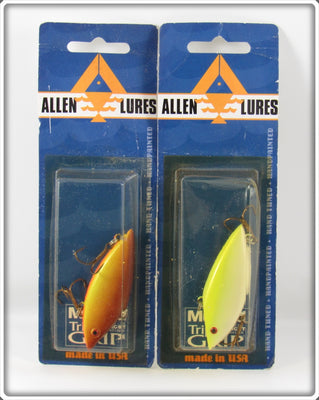 Allen Lures Chartreuse & Brown Lipless Milo Lure Pair On Cards