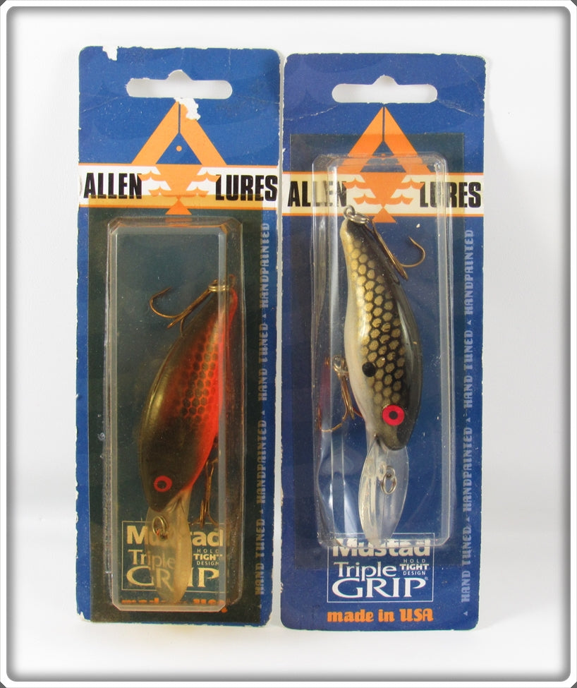 Allen Lures Red Black Scale & Tennessee Shad Crankbait Pair On Cards Allen Lures Red Black Scale & Tennessee Shad Crankbait Pair On Cards