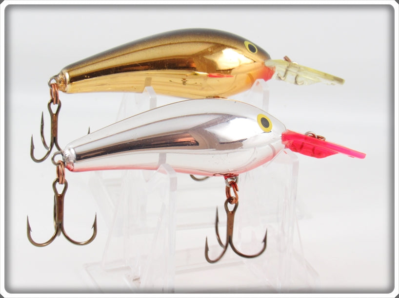 Rapala Silver Chrome & Gold Chrome Fat Rap Lure Pair 