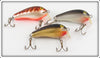 Rapala Crawdad, Silver & Gold Shallow Fat Rap SFR-5 Lot Of Three