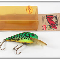 Vintage Heddon Fluorescent Green Crawdad Timber Rattler Lure With Card