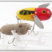 Heddon Yellow Red Head Crazy Crawler & Mouse Crazy Tiny Crawler Pair