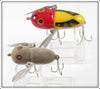 Heddon Yellow Red Head Crazy Crawler & Mouse Crazy Tiny Crawler Pair