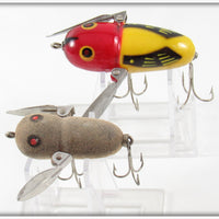 Heddon Yellow Red Head Crazy Crawler & Mouse Crazy Tiny Crawler Pair