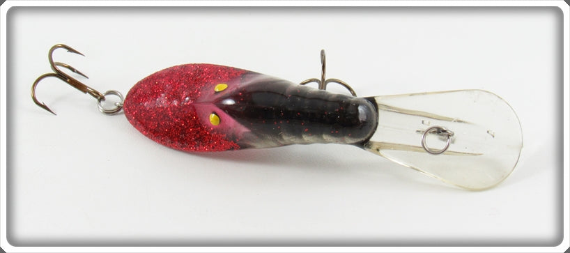 Vintage Bass Magnet Black & Red Glitter Crawdad Lure