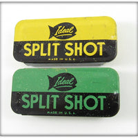 Vintage Ideal Yellow & Green Split Shot Tin Pair