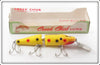 Vintage Creek Chub Yellow Spotted Jointed Pikie Lure In Box 2614 DD