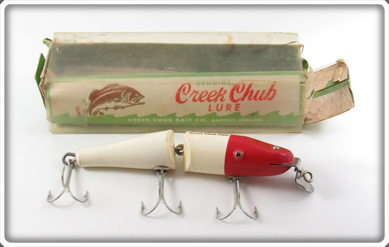 creek chub fishing lures for sale Vintage Red Head White Jointed Pikie Lure In Box 2602 slender minnow Reel Cadence Fishing Luggage SM Bass Size:Plain 1/4-2/0