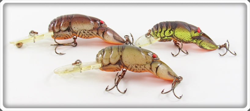 Vintage Rebel Brown & Chartreuse Crawfish Lot Of Three Lures