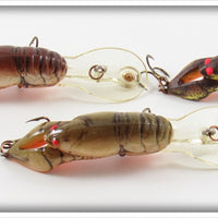 Rebel Brown & Chartreuse Crawfish Lot Of Three