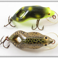 Vintage Rebel Spotted & Gold Shallow Floater Frog Lure Pair