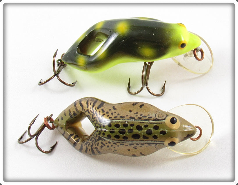 Vintage Rebel Spotted & Gold Shallow Floater Frog Lure Pair