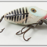 Vintage Heddon Pearl & Black Shore Minnow Midget Digit Lure