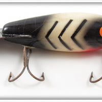 Vintage Bomber Bait Co. White Black Ribs Model 600 Lure