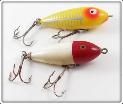 Vintage Heddon Yellow Shore & Red Head Baby Zara Lure Pair