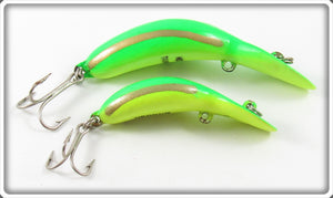 Heddon Yellow Green Fluorescent Tadpolly Spook & Clatter Tad Lure Pair