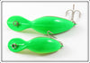 Heddon Yellow Green Fluorescent Tadpolly Spook & Clatter Tad Pair