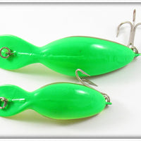 Heddon Yellow Green Fluorescent Tadpolly Spook & Clatter Tad Pair