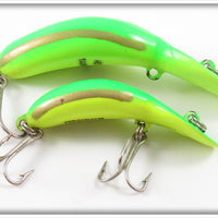 Heddon Yellow Green Fluorescent Tadpolly Spook & Clatter Tad Lure Pair