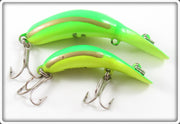 Heddon Yellow Green Fluorescent Tadpolly Spook & Clatter Tad Lure Pair