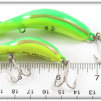 Heddon Yellow Green Fluorescent Tadpolly Spook & Clatter Tad Pair