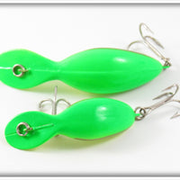 Heddon Yellow Green Fluorescent Tadpolly Spook & Clatter Tad Pair