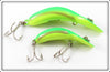 Vintage Heddon Yellow Green Fluorescent Clatter Tad Lure Pair