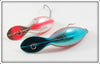 Heddon Nickel Fluorescent Red Shore & Rainbow Shiner Clatter Tad Pair