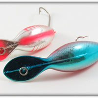 Heddon Nickel Fluorescent Red Shore & Rainbow Shiner Clatter Tad Pair