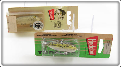 Heddon G Finish Shad & Natural Frog Tiny Torpedo Lures On Cards