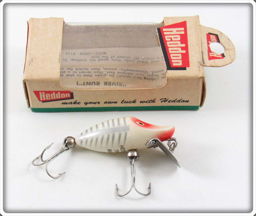 Vintage Heddon Red & White Shore Minnow Tiny Runt Lure In Box