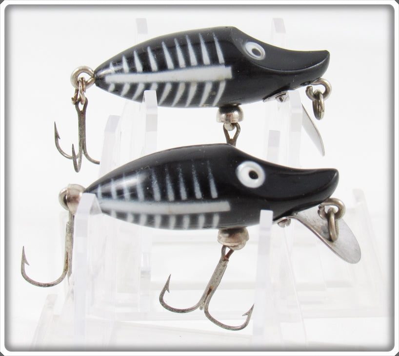 Vintage Heddon Black Shore Tiny Runt Lure Pair