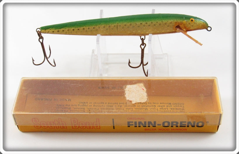 Vintage South Bend Green & Gold Finn Oreno Lure In Box