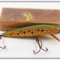 Vintage South Bend Green & Gold With Spots Finn Oreno Lure In Box