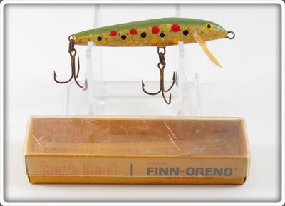 Vintage South Bend Green & Gold With Spots Finn Oreno Lure In Box