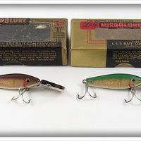 Vintage L&S Bait Co Brown Back & Green Back 2M Lure Pair In Boxes