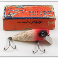 Vintage Shakespeare Red Head Silver Flitter Pup Lure In Box