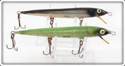 Vintage Heddon Green Shad & Black Silver Cobra Lure Pair