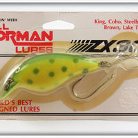 Vintage Norman Yellow Green Spots ZX 30 Lure On Card