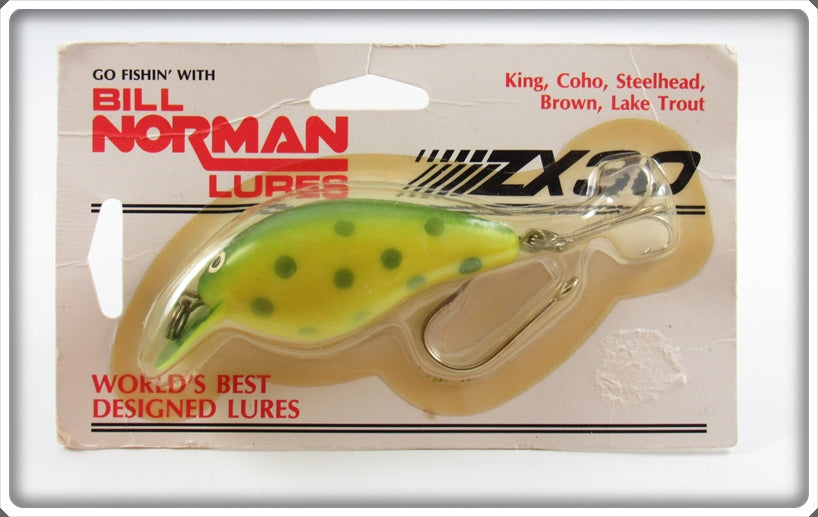 Vintage Norman Yellow Green Spots ZX 30 Lure On Card