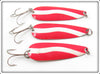Vintage Red & White Spoon Lure Lot Of Three