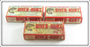 Vintage Heddon River Runt Empty Lure Box Lot Of Three