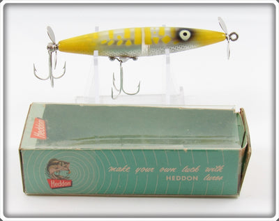 Vintage Heddon Yellow & Silver Dying Flutter Lure In Box