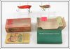 Vintage Heddon HO Hot Orange & Perch Sonar Lure Pair In Boxes