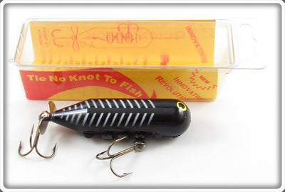 Vintage Quick Hitch Black White Ribs Torpedo Type Lure In Box