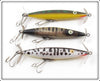Vintage Heddon Dying Flutter Lot Of Three Lures