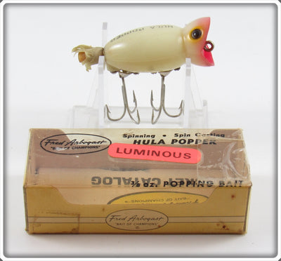 Vintage Arbogast Luminous 3/8 Oz Hula Popper Lure In Box